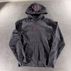 FC Barcelona Hoodie Mens Small Black Excellent Pullover Graphic Soccer Barca